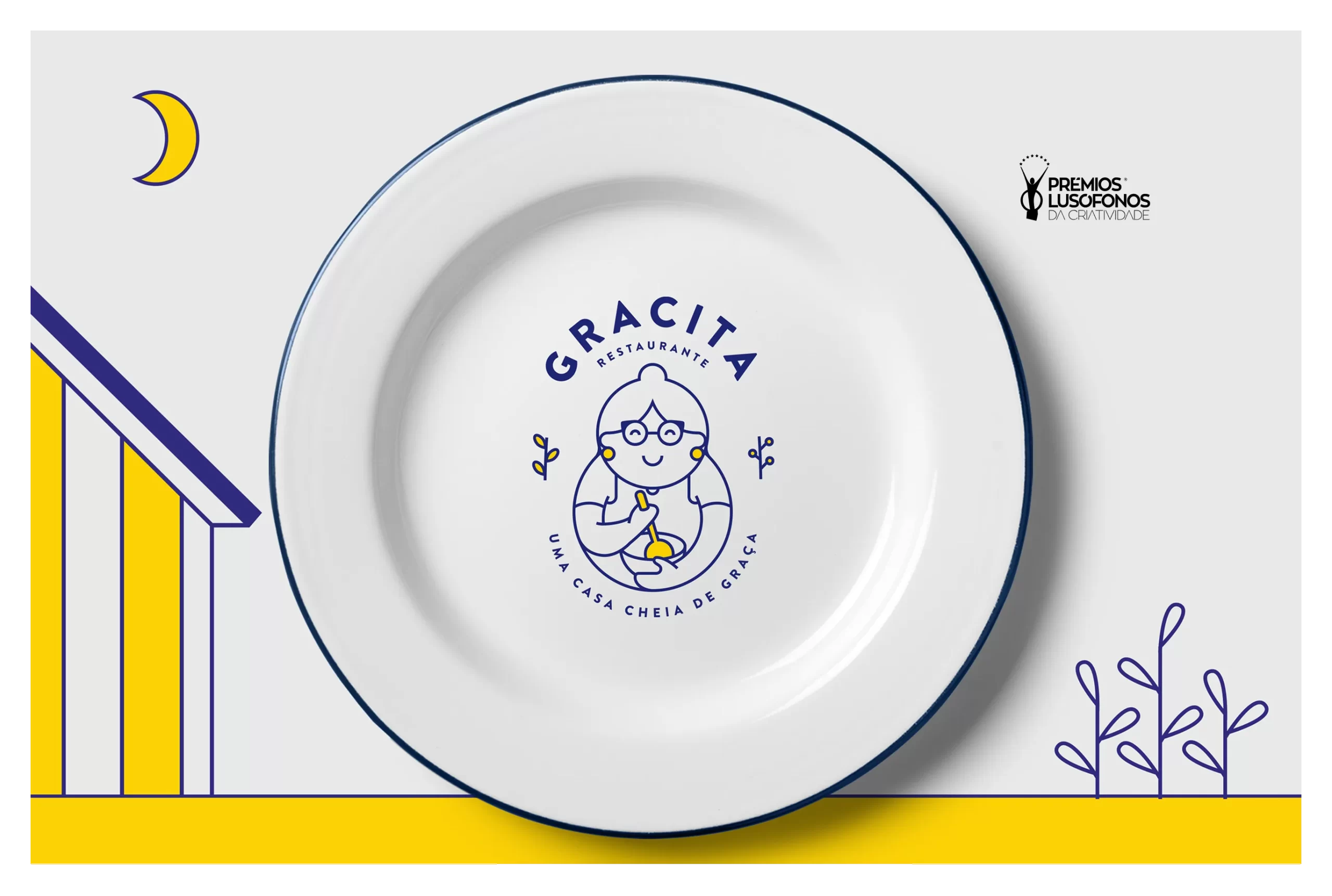 Identidade visual do restaurante Gracita, destaque para ilustração lúdica e prato personalizado, projeto de branding Tekna Creative.